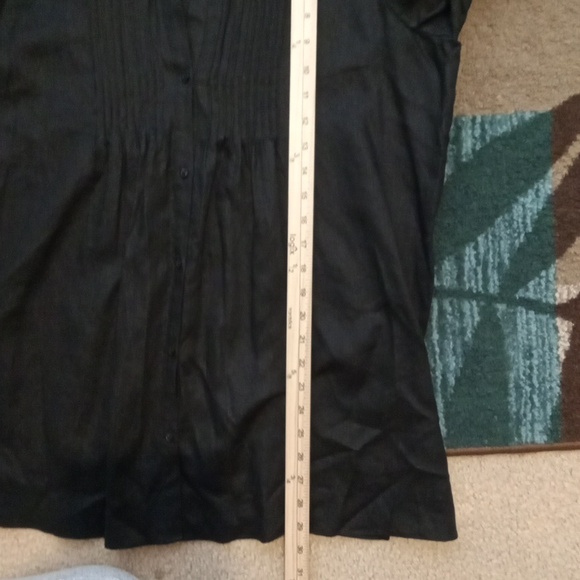 Lauren Ralph Lauren Black Button-Front Linen Pintuck Blouse Peasant Sz XL - Picture 8 of 9